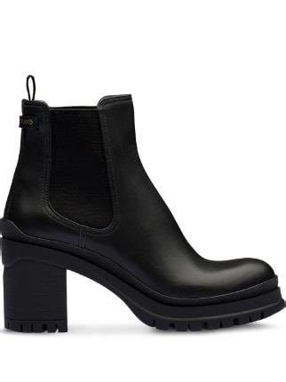 white and black leather boots prada|prada chunky heel ankle boots.